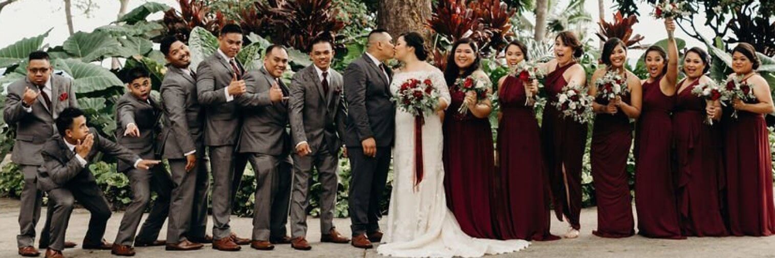 Our bride and groom with their groomsmen and bridesmaids