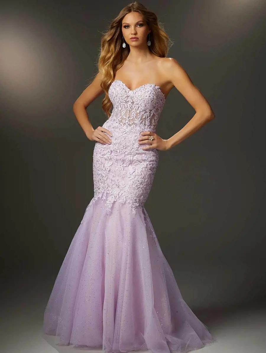 Model wearing a Morilee prom dress